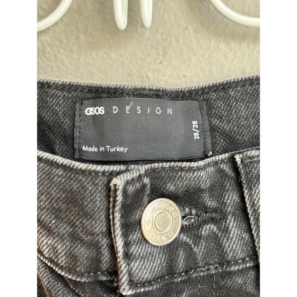 Asos Design Womens Straight Jeans High Rise Stretch Denim Washed Black Size 28 - Picture 3 of 3